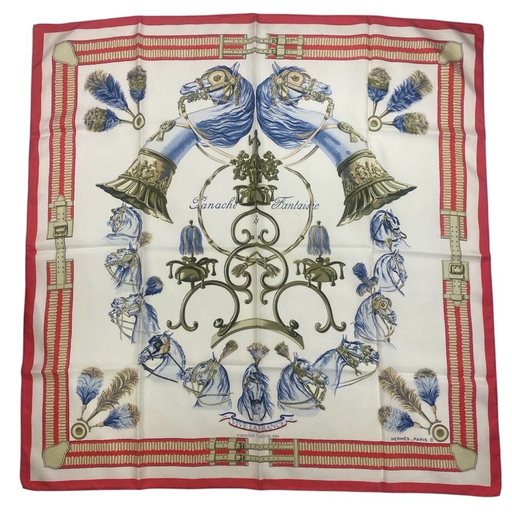 Hermes Vintage Scarf Panache & Fantaisie Hugo Grygkar Exposition Francaise 1984